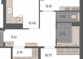 Продажа 2-комнатной квартиры, 65.3 м2, Калининград, Московский район