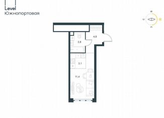 Продам квартиру студию, 23.1 м2, Москва, жилой комплекс Левел Южнопортовая, 3