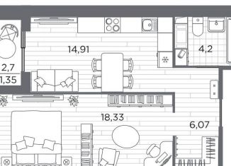 Продажа 1-ком. квартиры, 44.9 м2, Санкт-Петербург, метро Выборгская