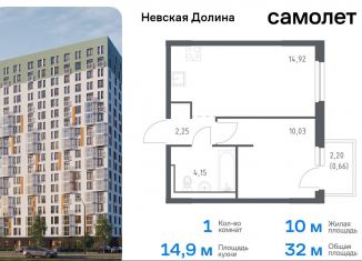 Продаю однокомнатную квартиру, 32 м2, Ленинградская область, жилой комплекс Невская Долина, к1.2