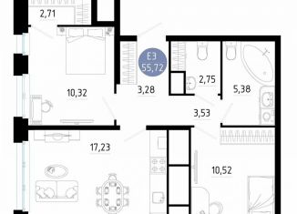 Продам 2-ком. квартиру, 55.7 м2, Рязань