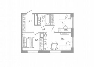 Продается 2-ком. квартира, 48.3 м2, Екатеринбург, метро Чкаловская