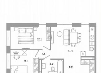 Продам 2-комнатную квартиру, 49.6 м2, Екатеринбург, метро Чкаловская