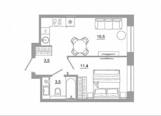 Продам 1-комнатную квартиру, 33.9 м2, Екатеринбург, метро Чкаловская