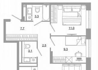 Продается 2-ком. квартира, 56.2 м2, Екатеринбург, метро Чкаловская