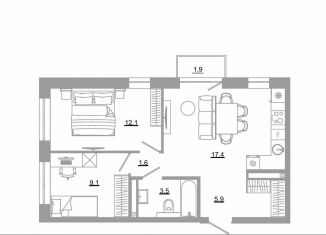 Продается 2-ком. квартира, 51.5 м2, Екатеринбург, метро Чкаловская