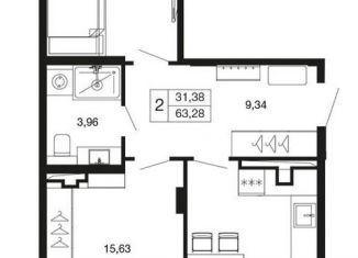 Продажа 2-комнатной квартиры, 63.3 м2, Апрелевка, жилой комплекс Времена Года, к12