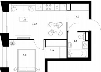 Продаю 1-ком. квартиру, 34.6 м2, Москва