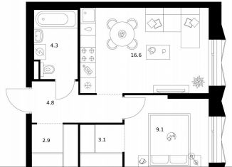 Продам 1-ком. квартиру, 40.8 м2, Москва