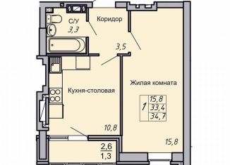 Продажа 1-комнатной квартиры, 34.7 м2, Волгоград