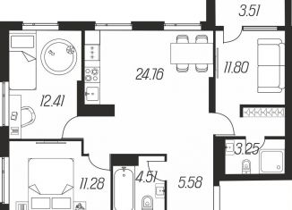 Продам трехкомнатную квартиру, 77.1 м2, Тула