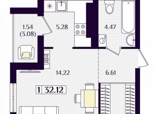 Продается 1-комнатная квартира, 32.1 м2, Гурьевск, Краковский бульвар, 16, ЖК Новая Резиденция