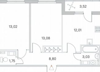 Продается 2-ком. квартира, 53.5 м2, посёлок Стрельна, ЖК Любоград