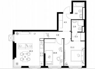 Продам 2-ком. квартиру, 59.7 м2, Москва, район Гольяново