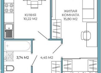 1-ком. квартира на продажу, 34 м2, Пенза, Побочинская улица, с5