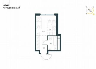 Продам квартиру студию, 21.9 м2, Москва, метро Мичуринский проспект, жилой комплекс Левел Мичуринский, к11