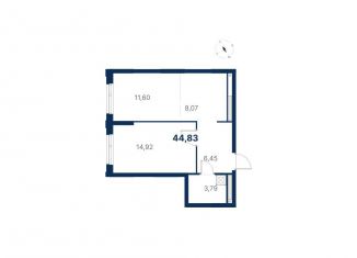 1-комнатная квартира на продажу, 44.8 м2, Екатеринбург, метро Чкаловская, улица Титова, 19/42И