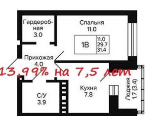 1-комнатная квартира на продажу, 31.4 м2, Новосибирск, метро Площадь Маркса