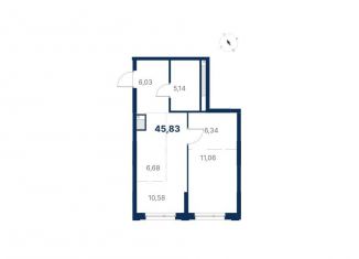 Продажа однокомнатной квартиры, 45.8 м2, Екатеринбург, улица Титова, 19/42И, метро Чкаловская