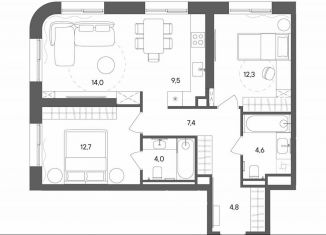 2-ком. квартира на продажу, 69.3 м2, Москва, улица Матросская Тишина, 1Ас71, метро Электрозаводская