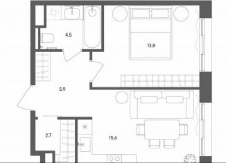 Продам 1-ком. квартиру, 42.5 м2, Москва, улица Матросская Тишина, 1Ас71, метро Электрозаводская