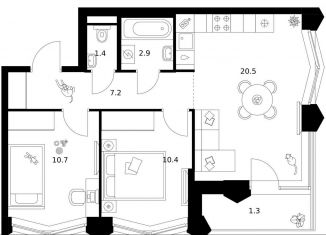 Продам 2-комнатную квартиру, 54.4 м2, Москва, метро Мичуринский проспект