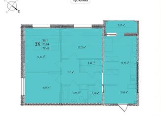 Продаю 3-ком. квартиру, 77.5 м2, Обнинск, улица Мира, 2