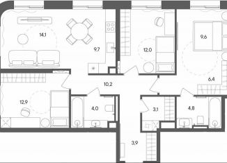 Продам трехкомнатную квартиру, 90.7 м2, Москва, улица Матросская Тишина, 1Ас71, метро Электрозаводская