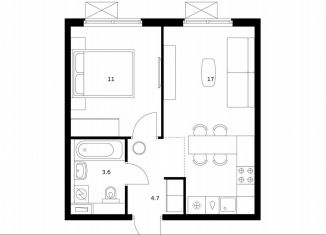 Продается 1-комнатная квартира, 36.3 м2, Щербинка