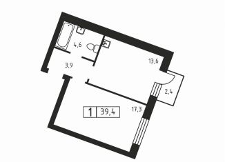 Продаю 1-ком. квартиру, 39.4 м2, Ленинградская область, Вересковая улица, 3к2