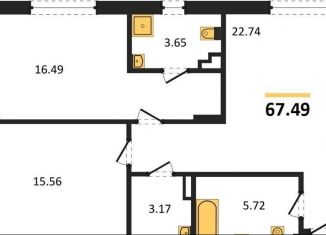 Двухкомнатная квартира на продажу, 67.5 м2, Калининград, улица Ломоносова, 52