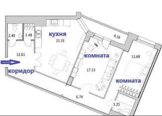 Продаю двухкомнатную квартиру, 83.2 м2, Санкт-Петербург, улица Кустодиева, 7к1, ЖК Байрон