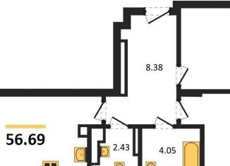 Продажа 2-комнатной квартиры, 56.7 м2, Калининград, Московский район, Батальная улица, 65Б