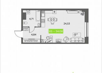 Продаю квартиру студию, 34.1 м2, Архангельск, Ломоносовский округ, улица Розы Шаниной, 4