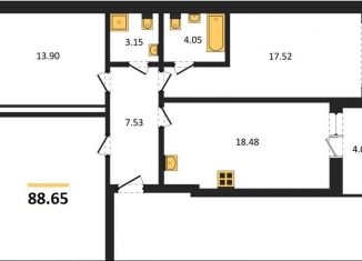 Продажа 3-ком. квартиры, 88.7 м2, Калининград