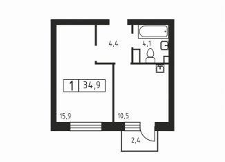 Продается 1-ком. квартира, 34.9 м2, деревня Скотное, Вересковая улица, 3к2