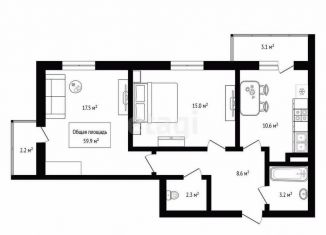 Продается 2-ком. квартира, 59.9 м2, Новосибирск, улица Бородина, 54