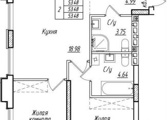 Продам 2-комнатную квартиру, 53.5 м2, Калининградская область