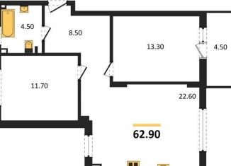 Продам двухкомнатную квартиру, 62.9 м2, Калининградская область, Весенняя улица, 3