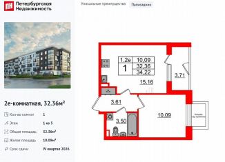 Продаю 1-ком. квартиру, 32.4 м2, Санкт-Петербург, метро Звёздная