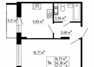 1-ком. квартира на продажу, 34.2 м2, Ленинградская область, Рождественская улица, 2