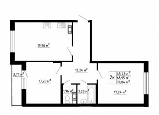 Продается двухкомнатная квартира, 68.8 м2, деревня Скотное, Рождественская улица, 2