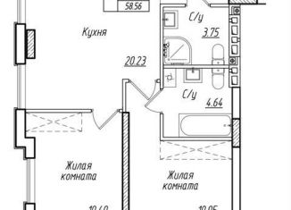 Продам 2-комнатную квартиру, 56 м2, Калининградская область