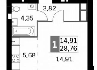 Квартира на продажу студия, 28.8 м2, деревня Митькино, Цветочная улица, 1