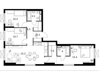 Продается трехкомнатная квартира, 81.9 м2, Зеленоград