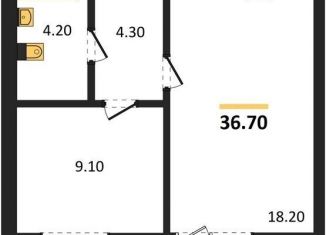 Продается 1-комнатная квартира, 36.7 м2, Калининград, Акварельная улица