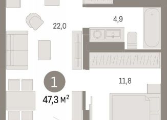 Продажа 1-комнатной квартиры, 47.3 м2, Липецк, площадь Петра Великого, 1