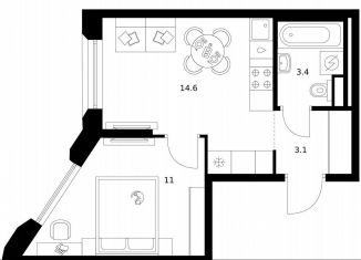 Продаю 1-ком. квартиру, 32.1 м2, Москва, жилой комплекс Москворечье, 1.3, ЮАО