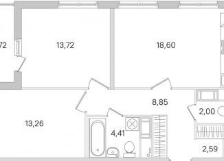 Продам 2-ком. квартиру, 65.8 м2, городской посёлок Янино-1