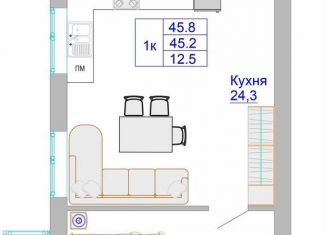 Продам 1-комнатную квартиру, 45.8 м2, Калининград, Московский район, Печатная улица, 49